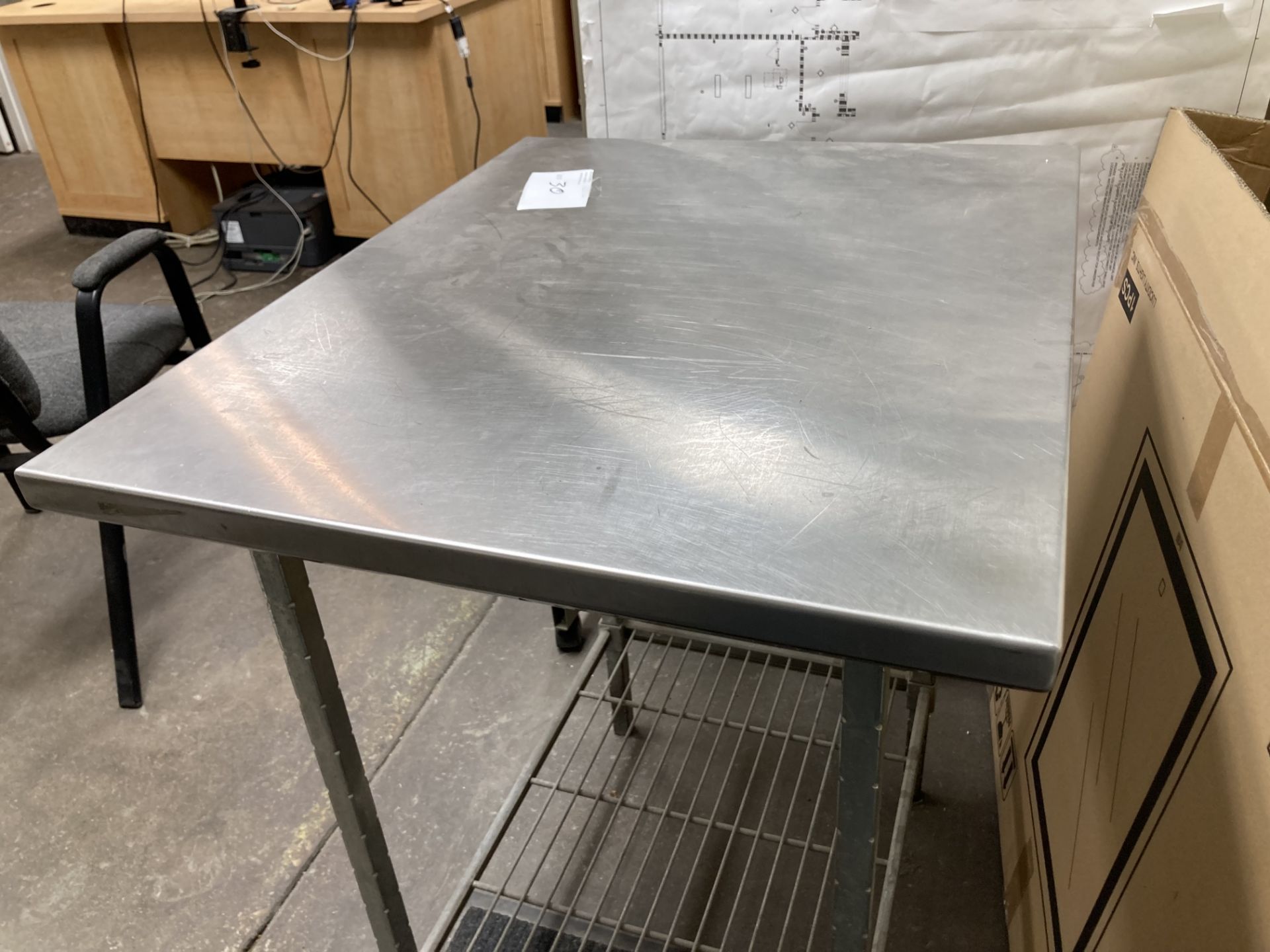 Chrome table 24"x30"x30" Tall, w/ adjustable lower shelf. - Image 2 of 4