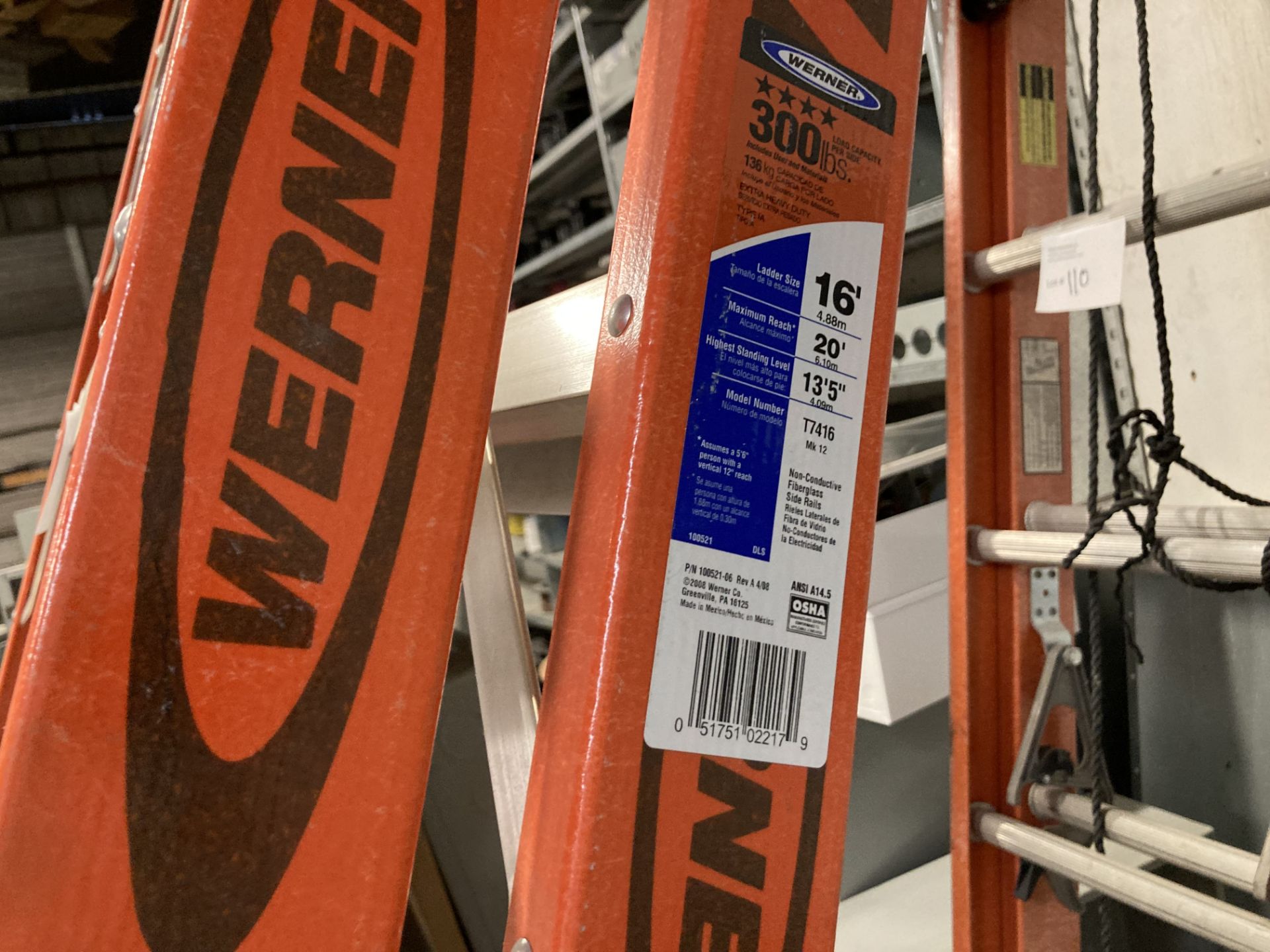 16' Werner A-frame ladder, 300lb. capacity - Image 4 of 4