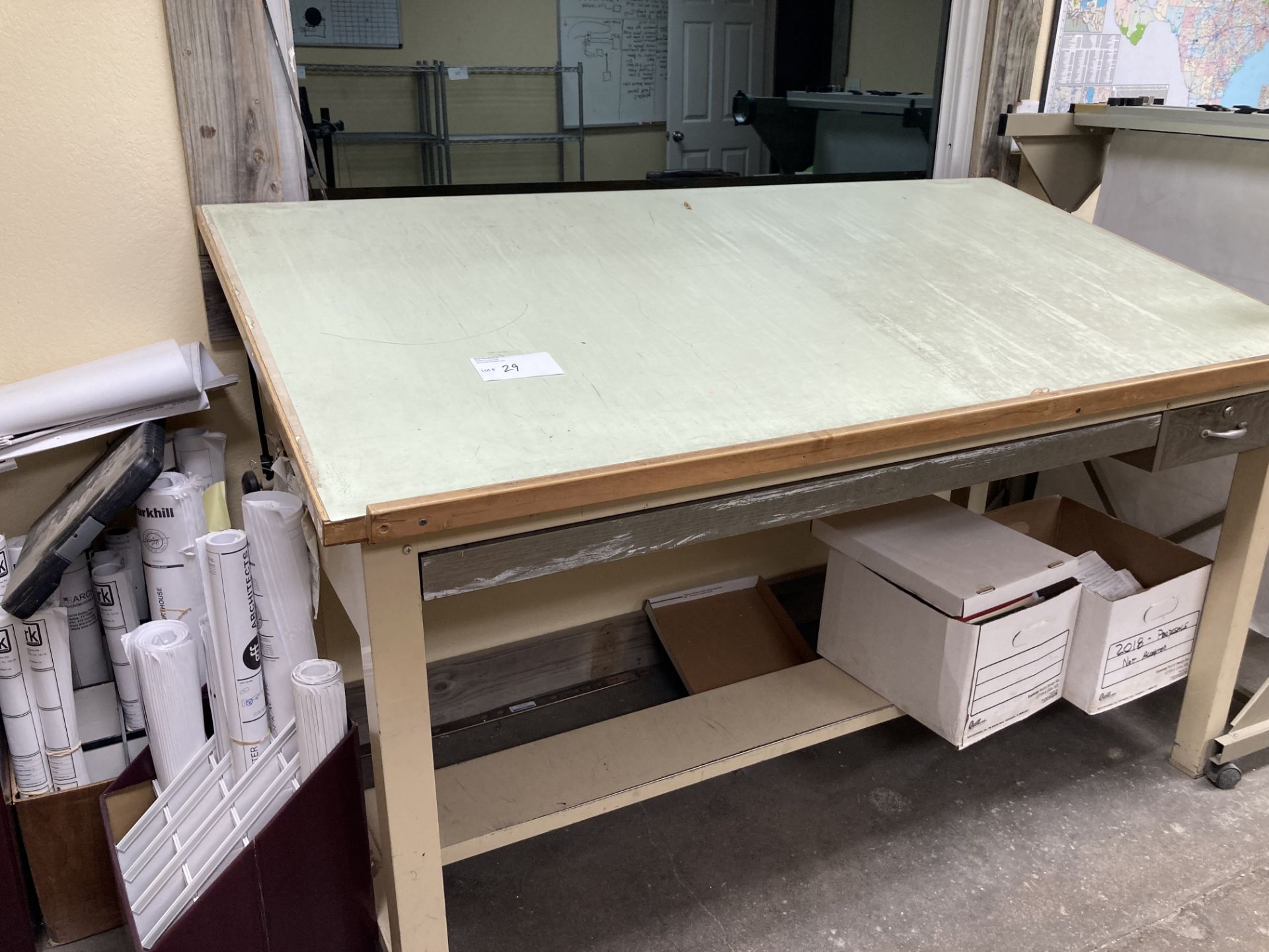 Adjustable wood frame drafting table - Image 2 of 6