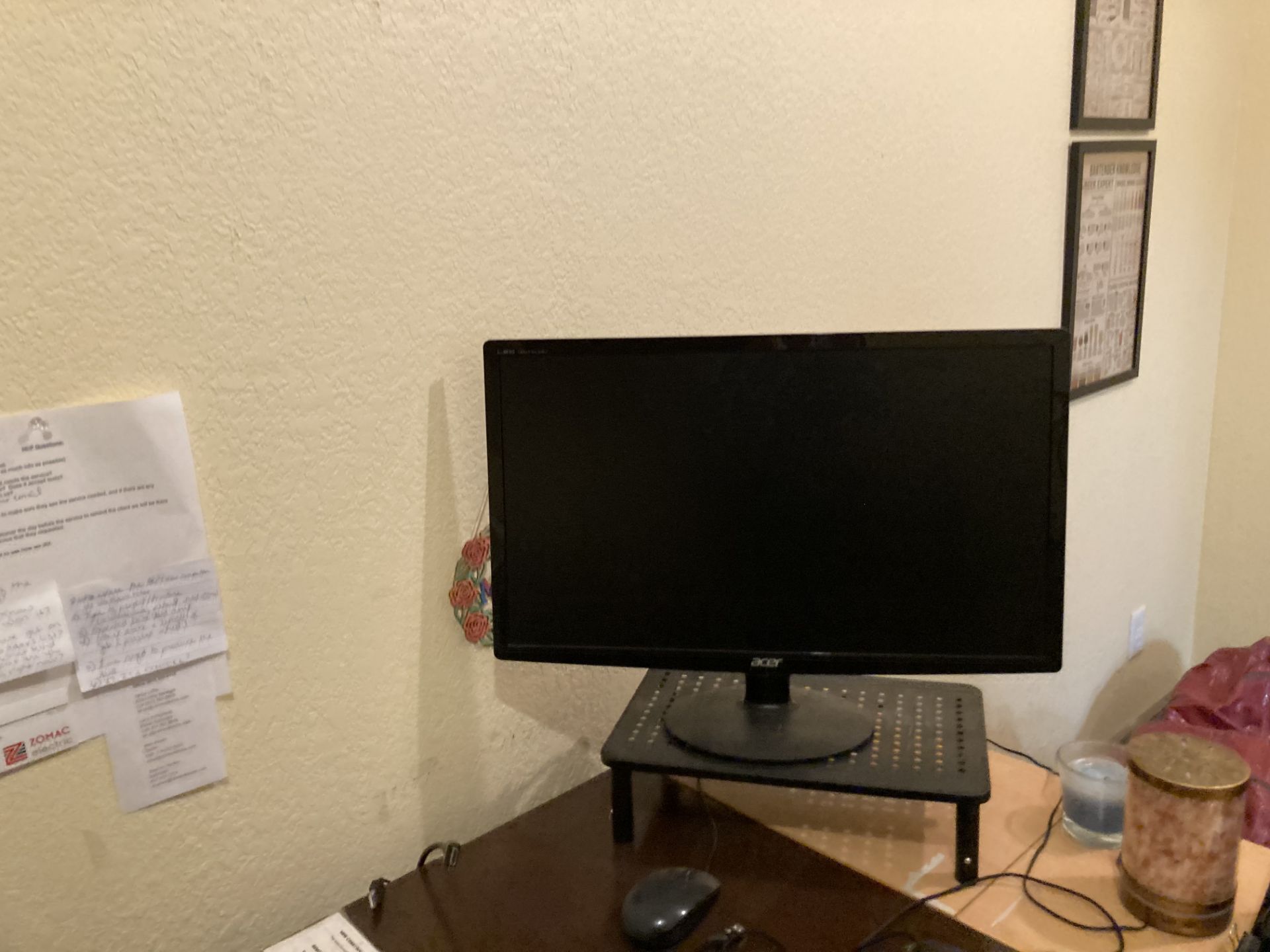 LOT OF: (1) Wood desk, (1) Acer monitor, and (1) chair, with contents - Image 4 of 4
