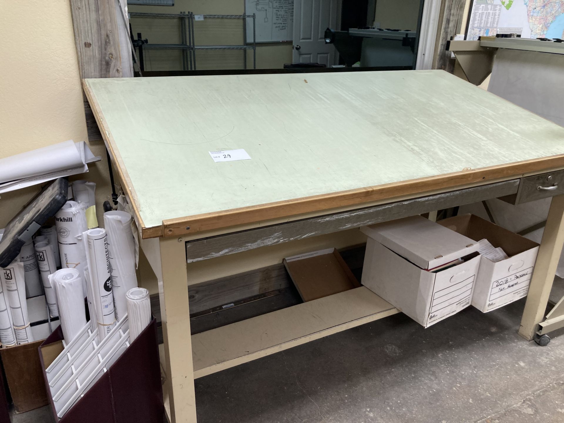 Adjustable wood frame drafting table