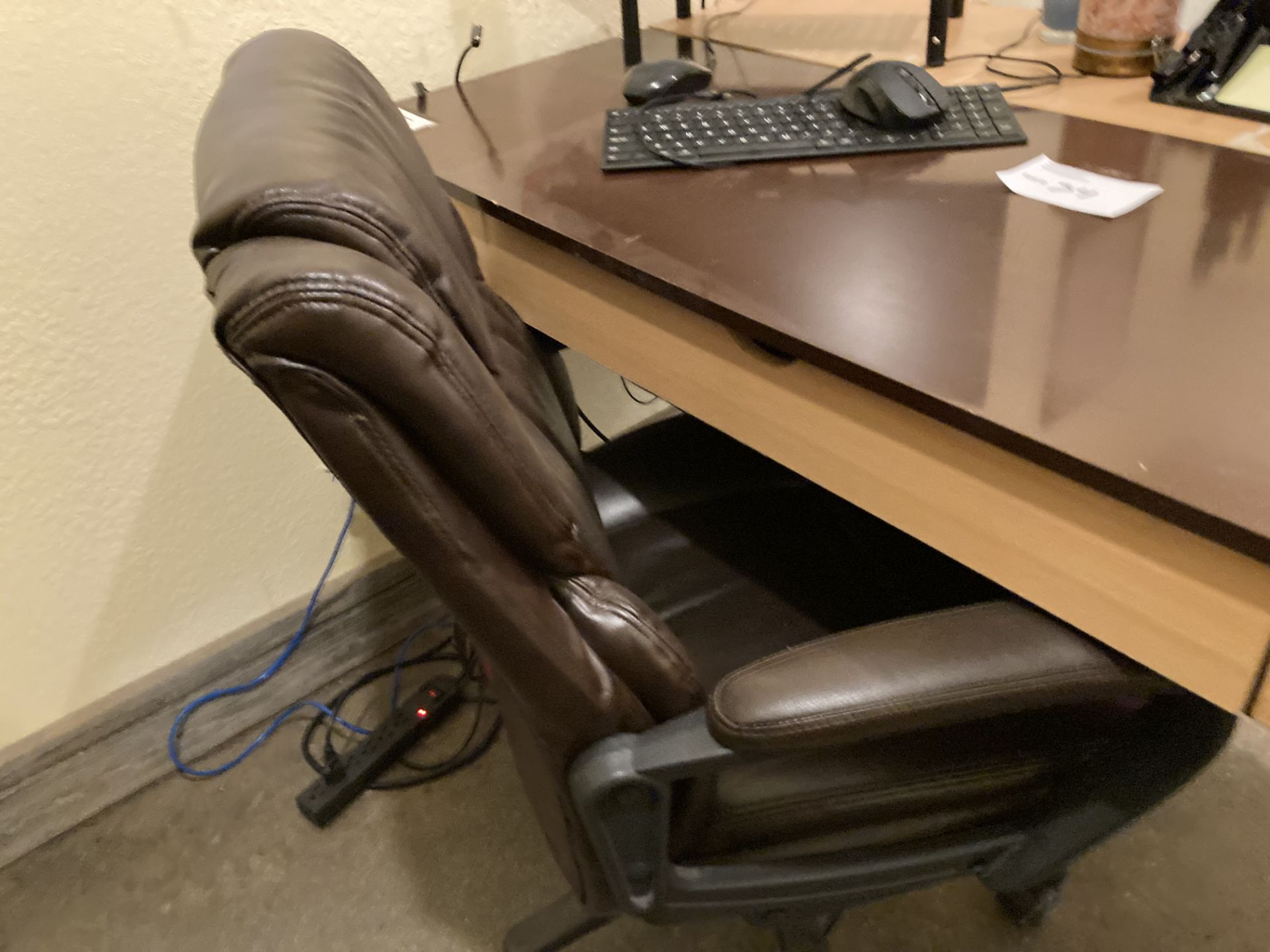 LOT OF: (1) Wood desk, (1) Acer monitor, and (1) chair, with contents - Image 3 of 4