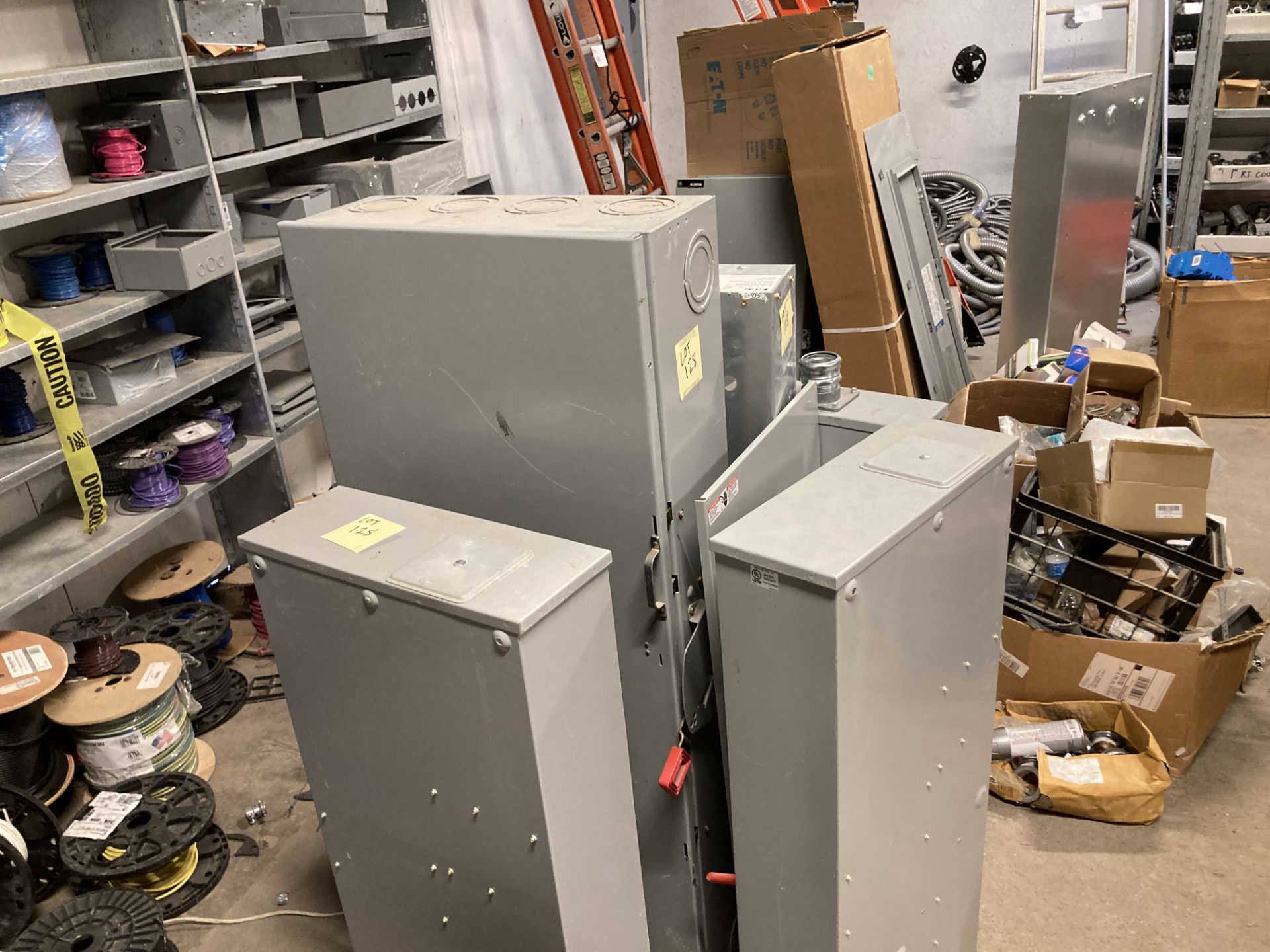 LOT OF: (8) electrical power boxes, large. Approximately 4 foot high 2 foot wide 6 inches deep