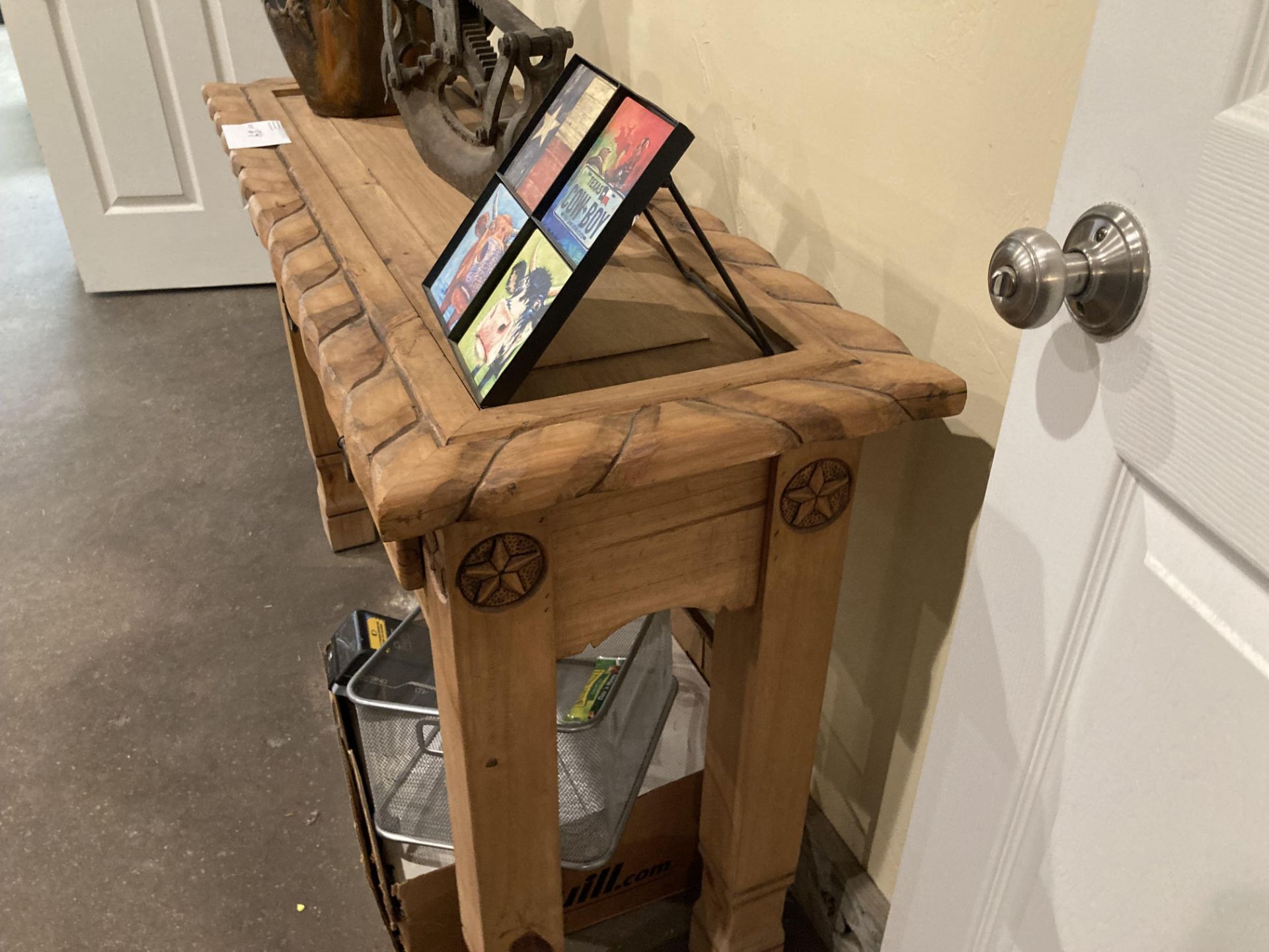 Wood sideboard 46" Long x 11" deep x 30â€ Tall with contents. - Image 4 of 7