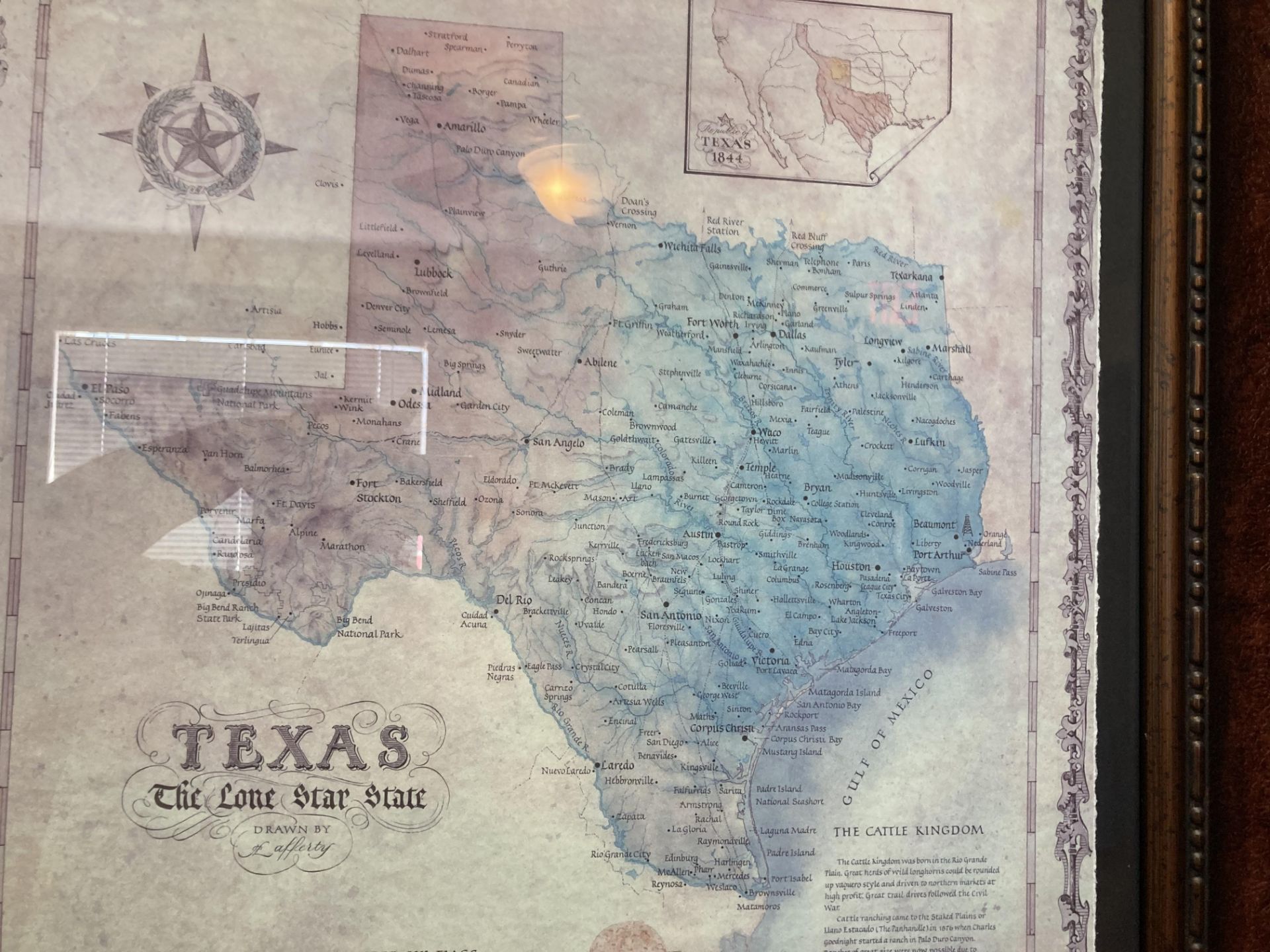 Texas map with several bills from the republic of Texas - Image 5 of 5