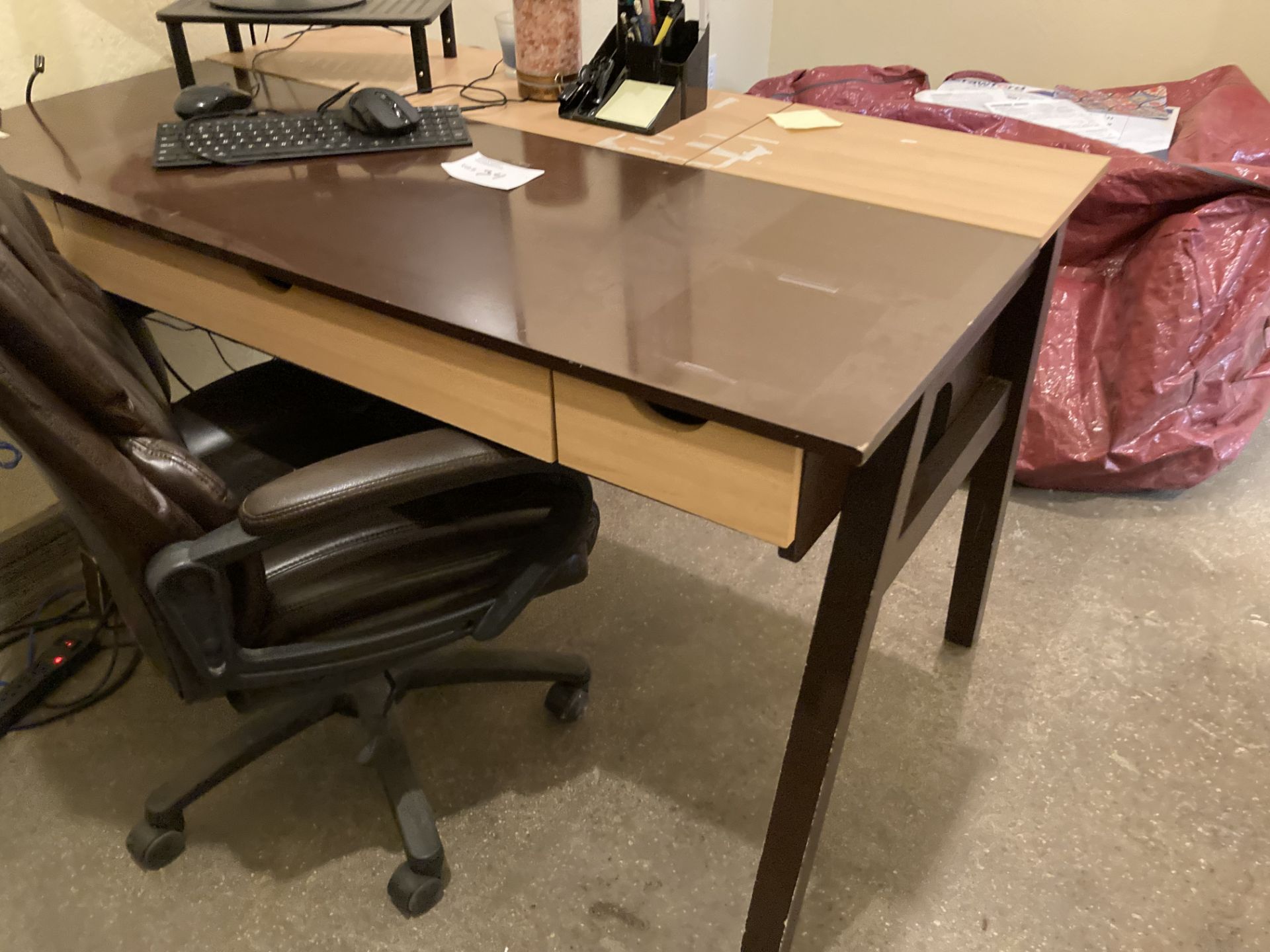 LOT OF: (1) Wood desk, (1) Acer monitor, and (1) chair, with contents - Image 2 of 4