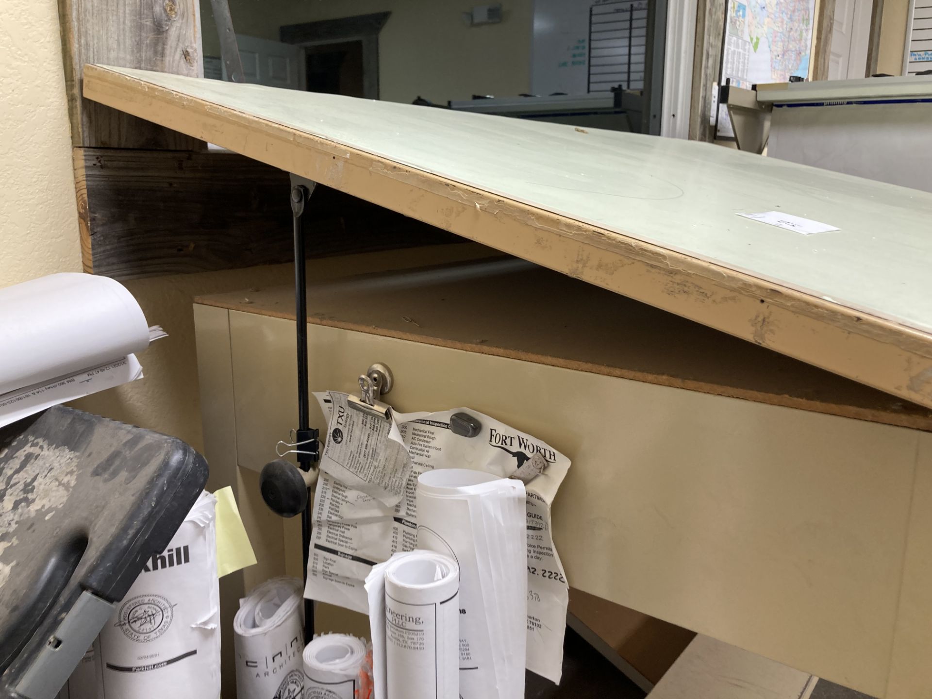 Adjustable wood frame drafting table - Image 3 of 6