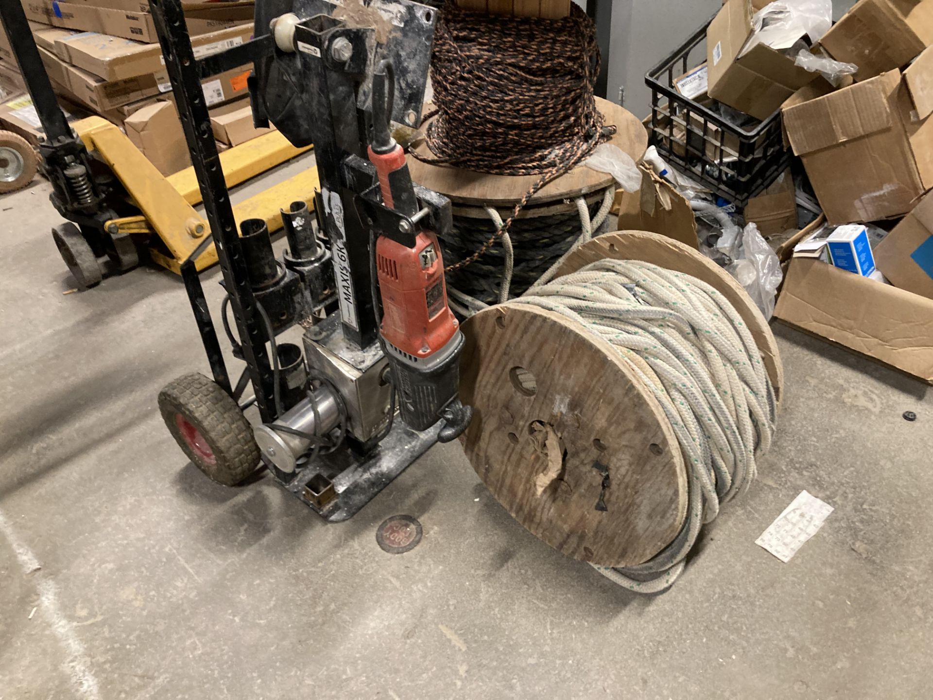 Heavy Duty Milwaukee cable puller, model 1680, with three spools of rope and harnesses. - Image 2 of 9