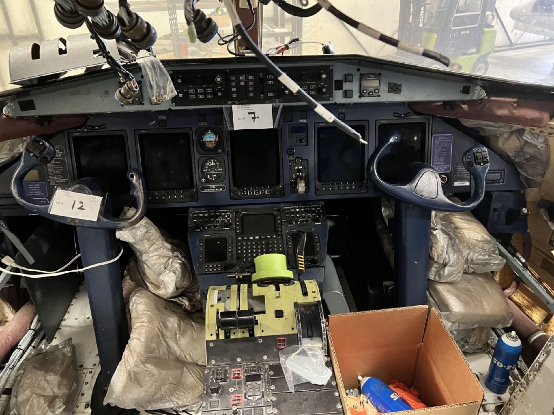 LOT OF: FAIRCHILD DORNIER 328 JET FLIGHT CONTROLS TO INCLUDE: CABLES PULLEYS, FOOT PEDALS, PILOT AN
