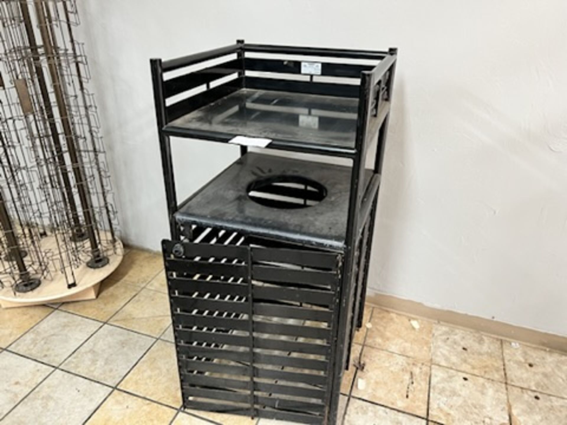 Garbage enclosure with upper tray shelf, 51” Tall X 24” Wide X 24.5” Deep - Image 2 of 3