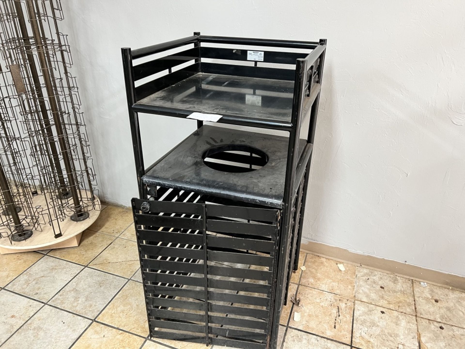 Garbage enclosure with upper tray shelf, 51” Tall X 24” Wide X 24.5” Deep - Image 3 of 3