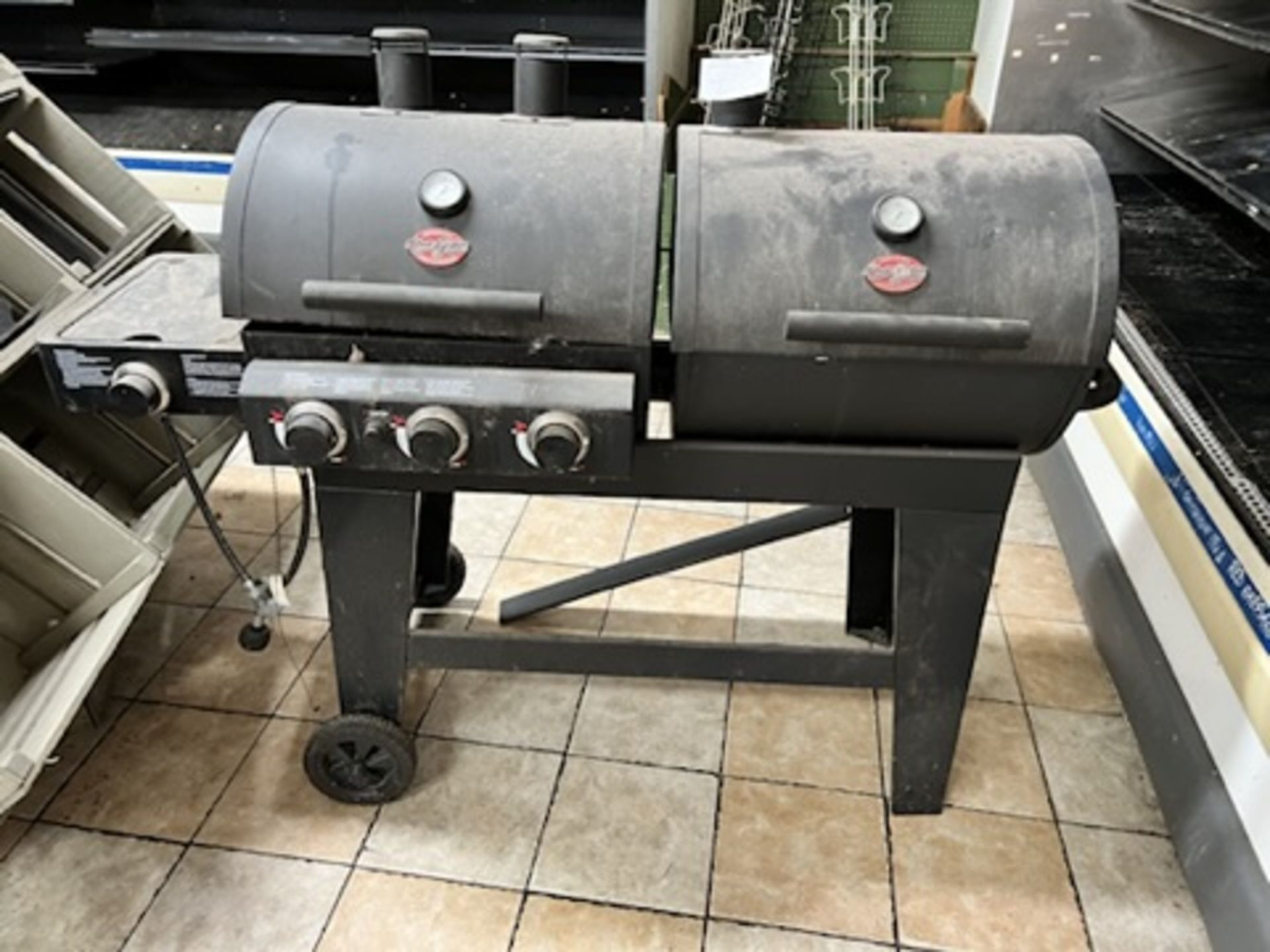 2-Compartment Char-Griller Gas and charcoal grill w/ side burner. - Image 2 of 12