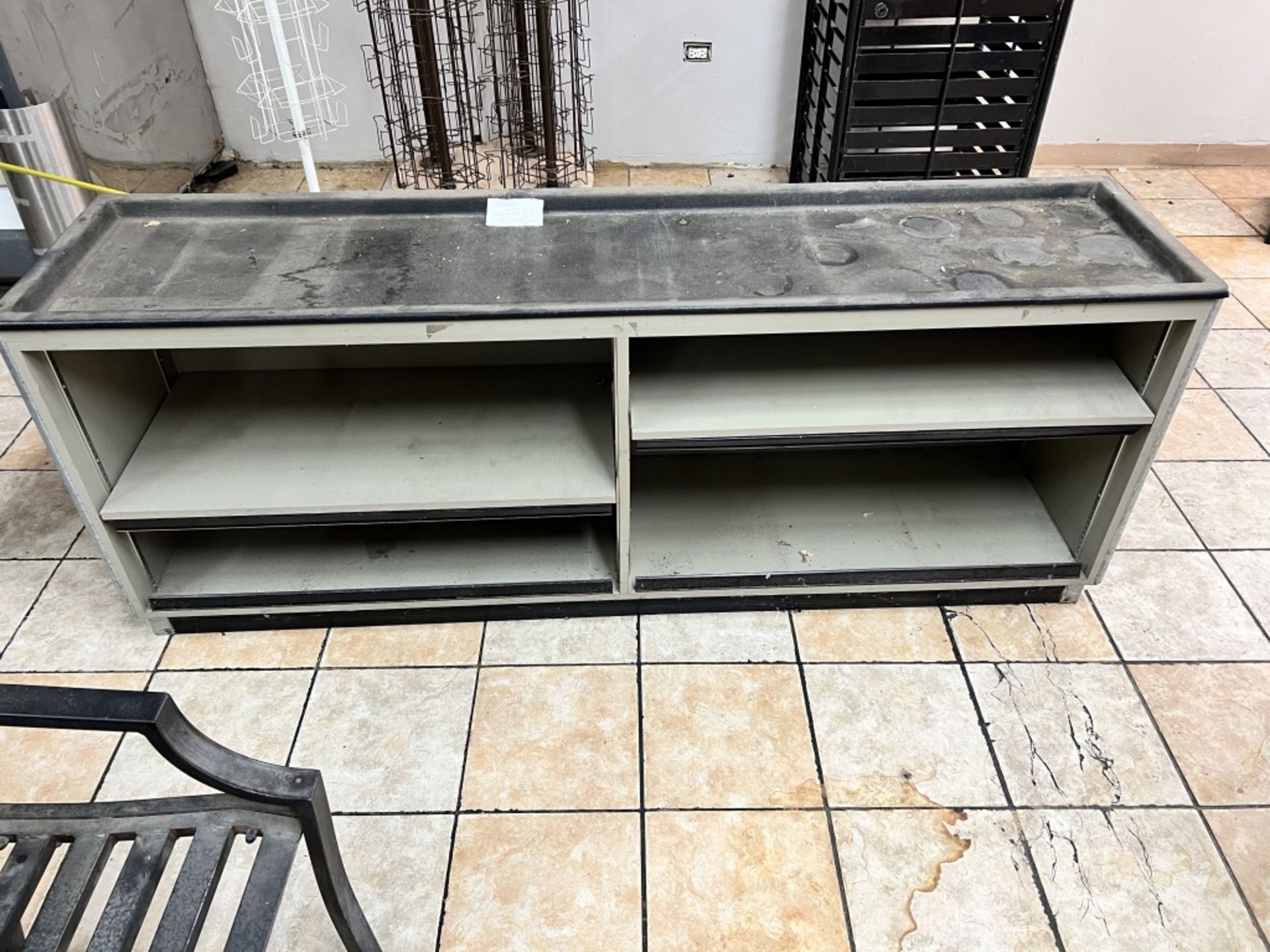 Display shelving 74.25” Long X 18.25” Deep X 28.5” tall