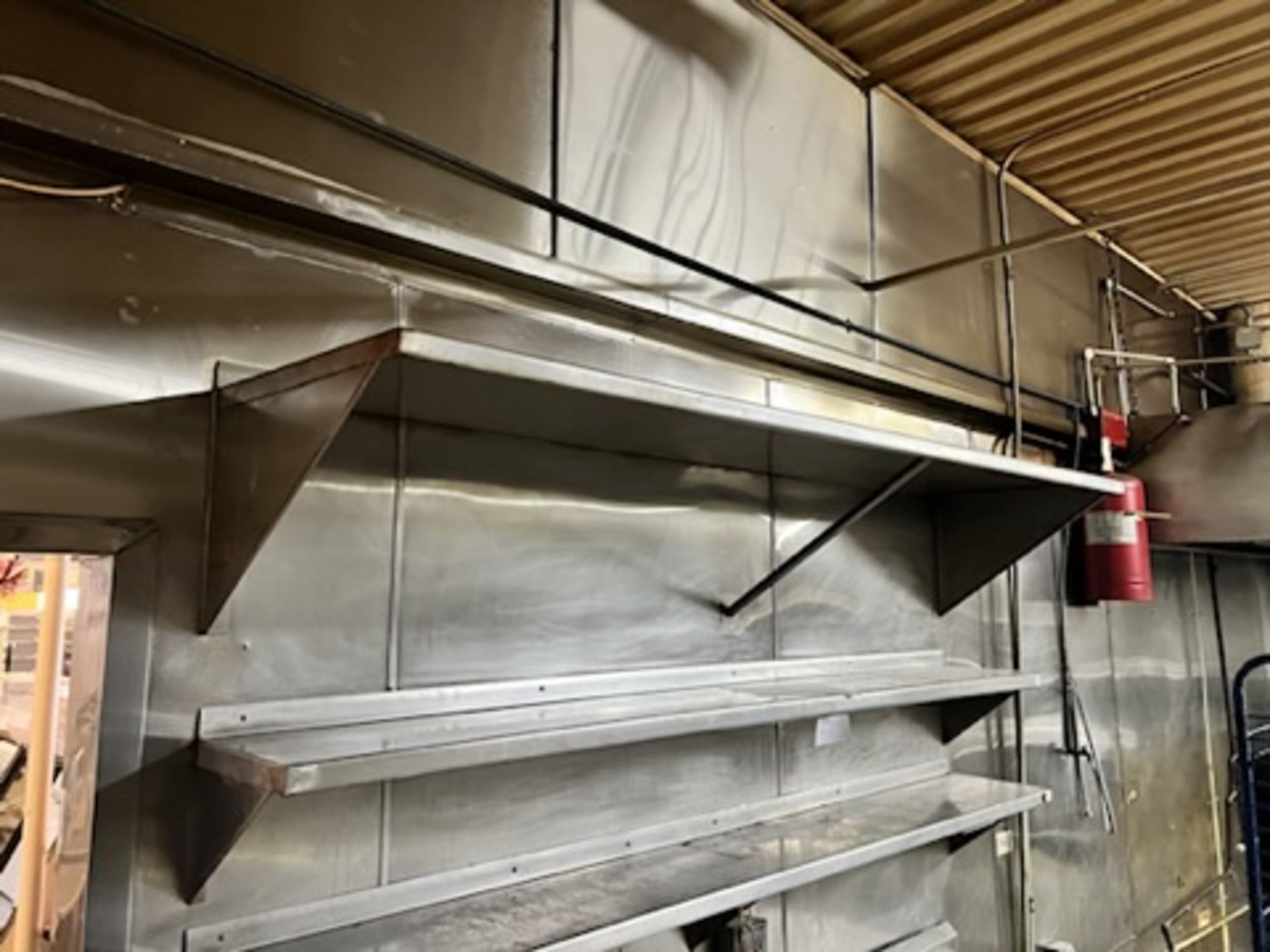 (9) SS' various sized wall mount shelves located thru-out the kitchen