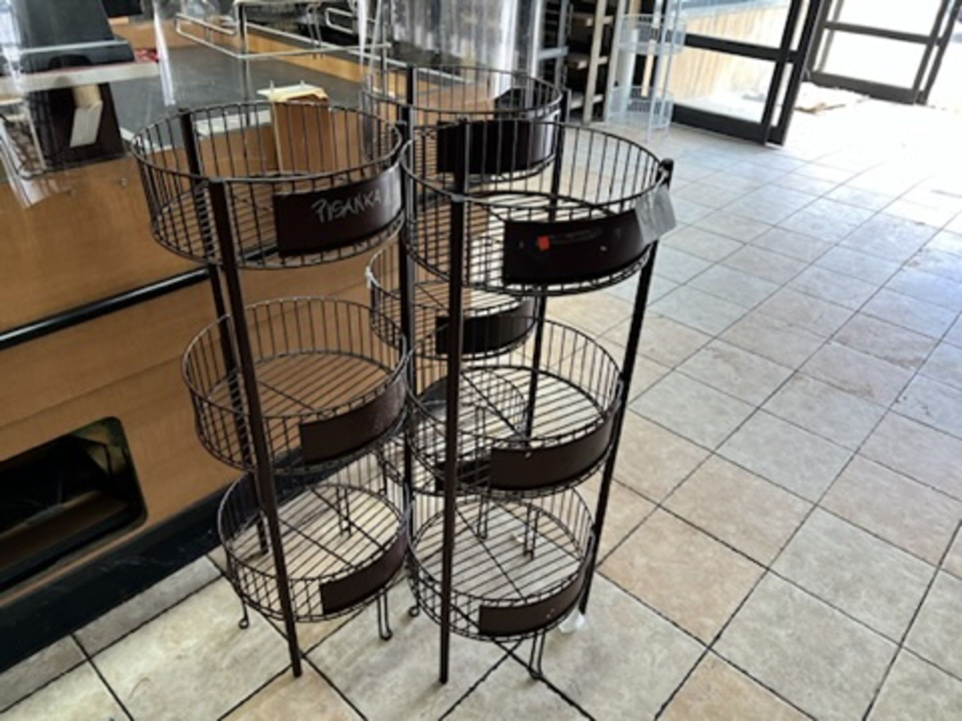 Lot of: (3) 3-tier round, brown metal shelving units 41" Tall X 15.25 Across - Image 3 of 4