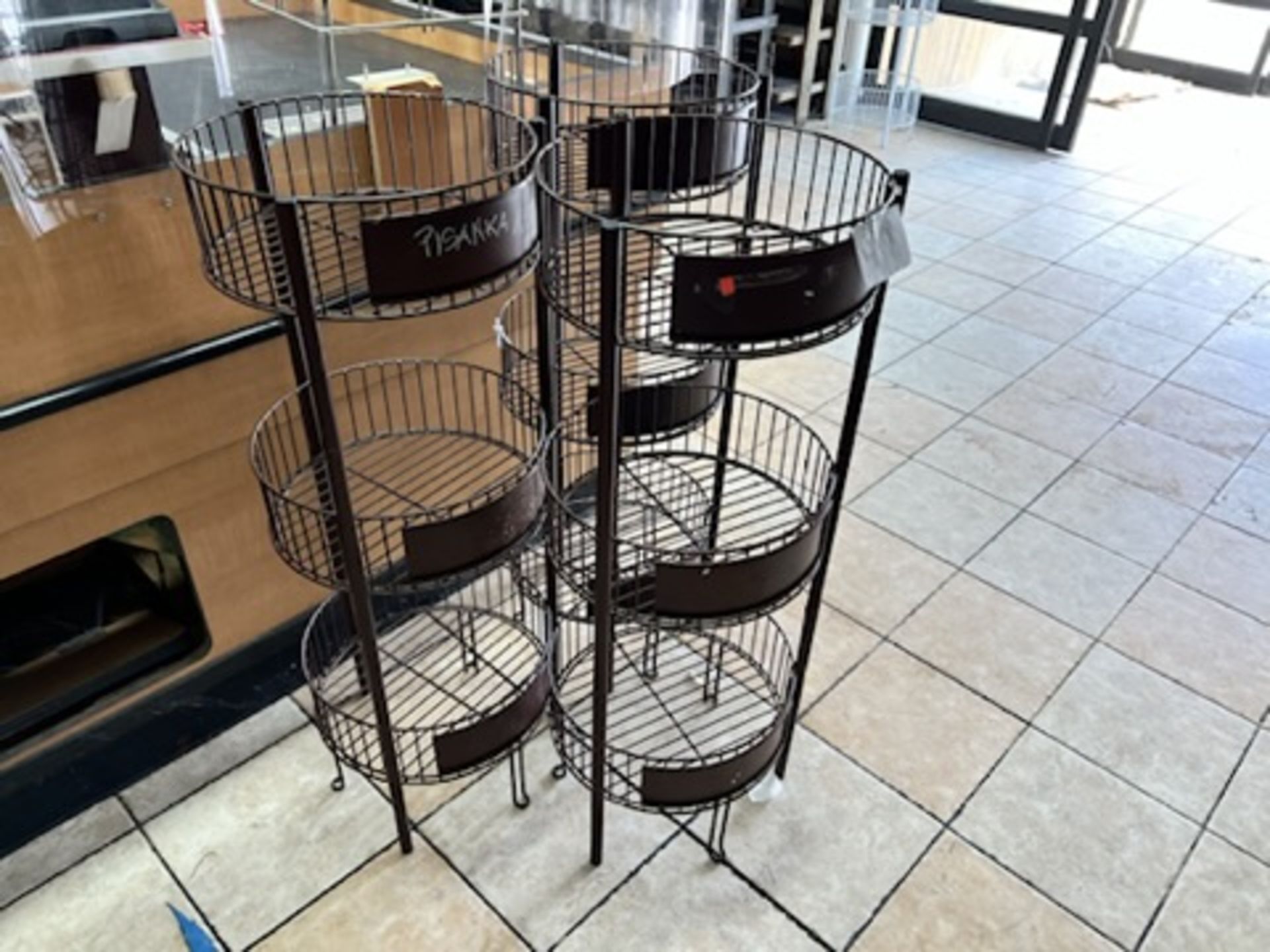 Lot of: (3) 3-tier round, brown metal shelving units 41" Tall X 15.25 Across - Image 4 of 4