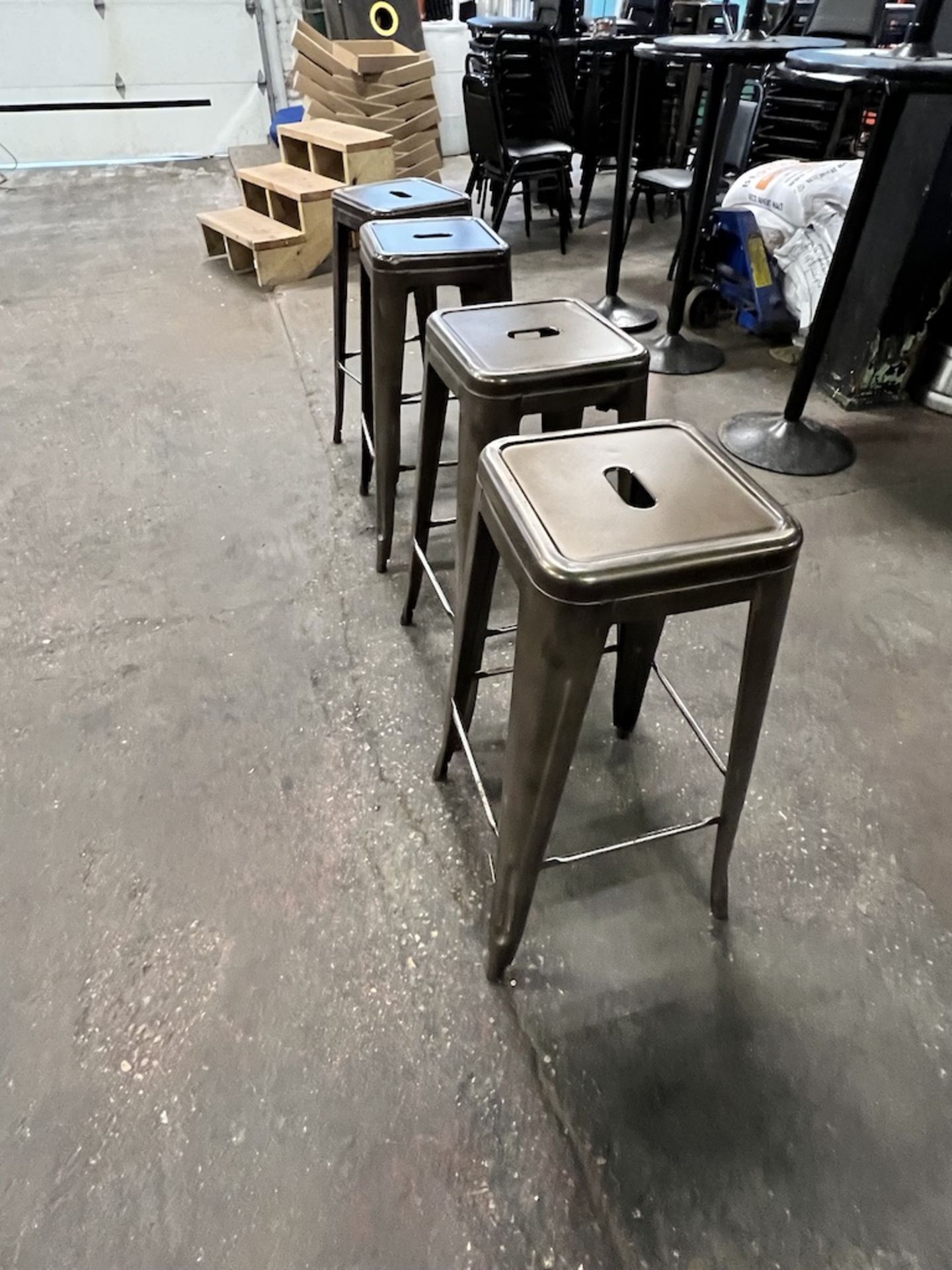 LOT OF (4) METAL BACKLESS HI-TOP STOOLS