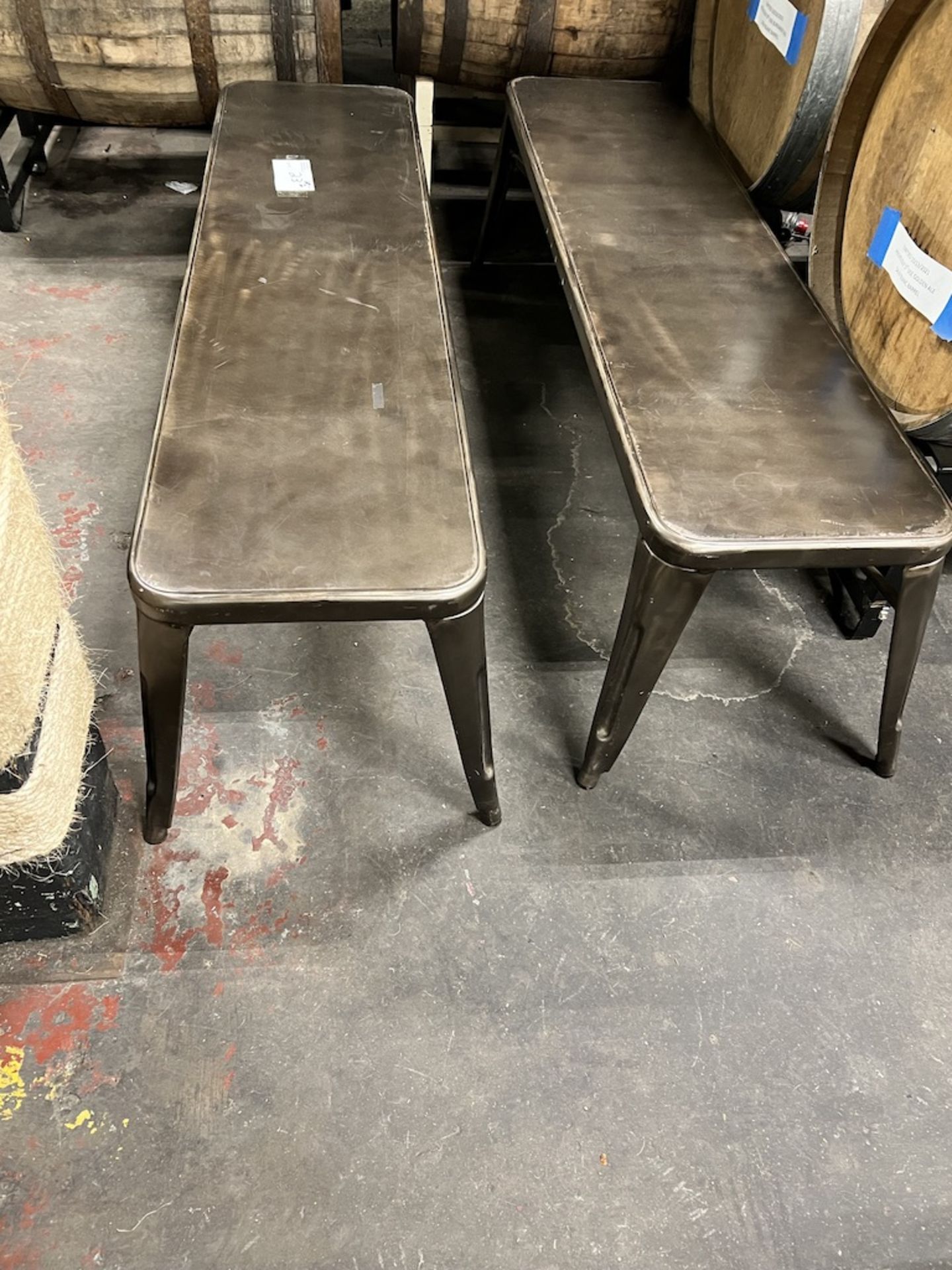 LOT OF: (2) 58" LONG METAL BENCHES - Image 2 of 6