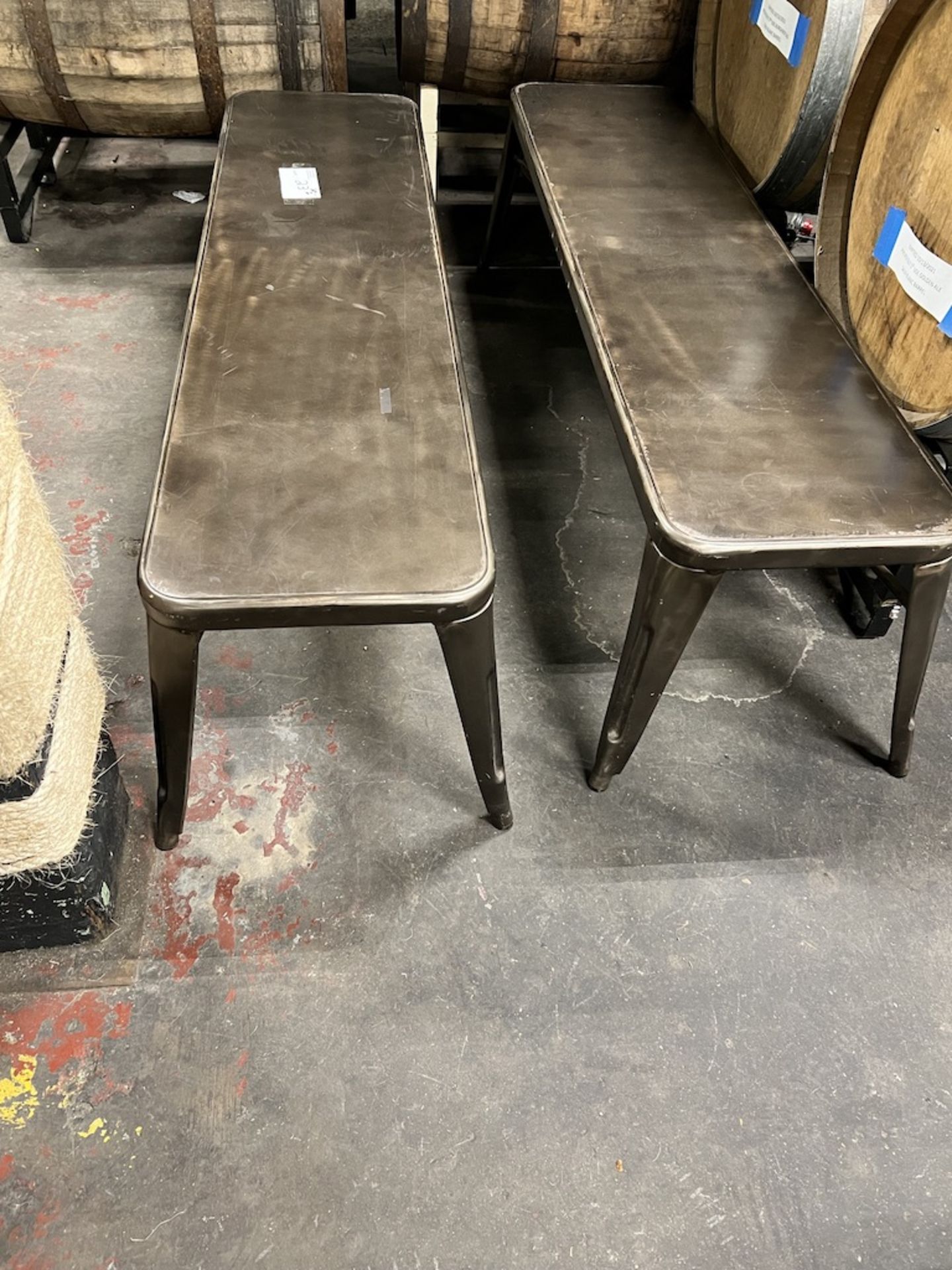 LOT OF: (2) 58" LONG METAL BENCHES