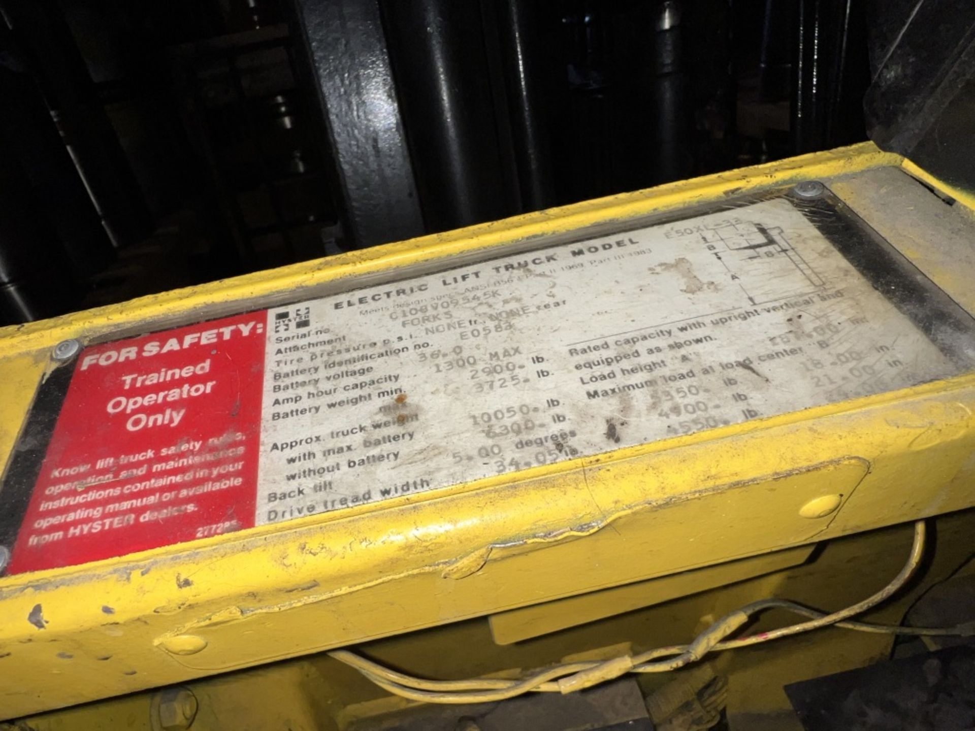 HYSTER 50 FORKLIFT. NON WORKING CONDITION, MODEL E50XL-33 - Image 11 of 14