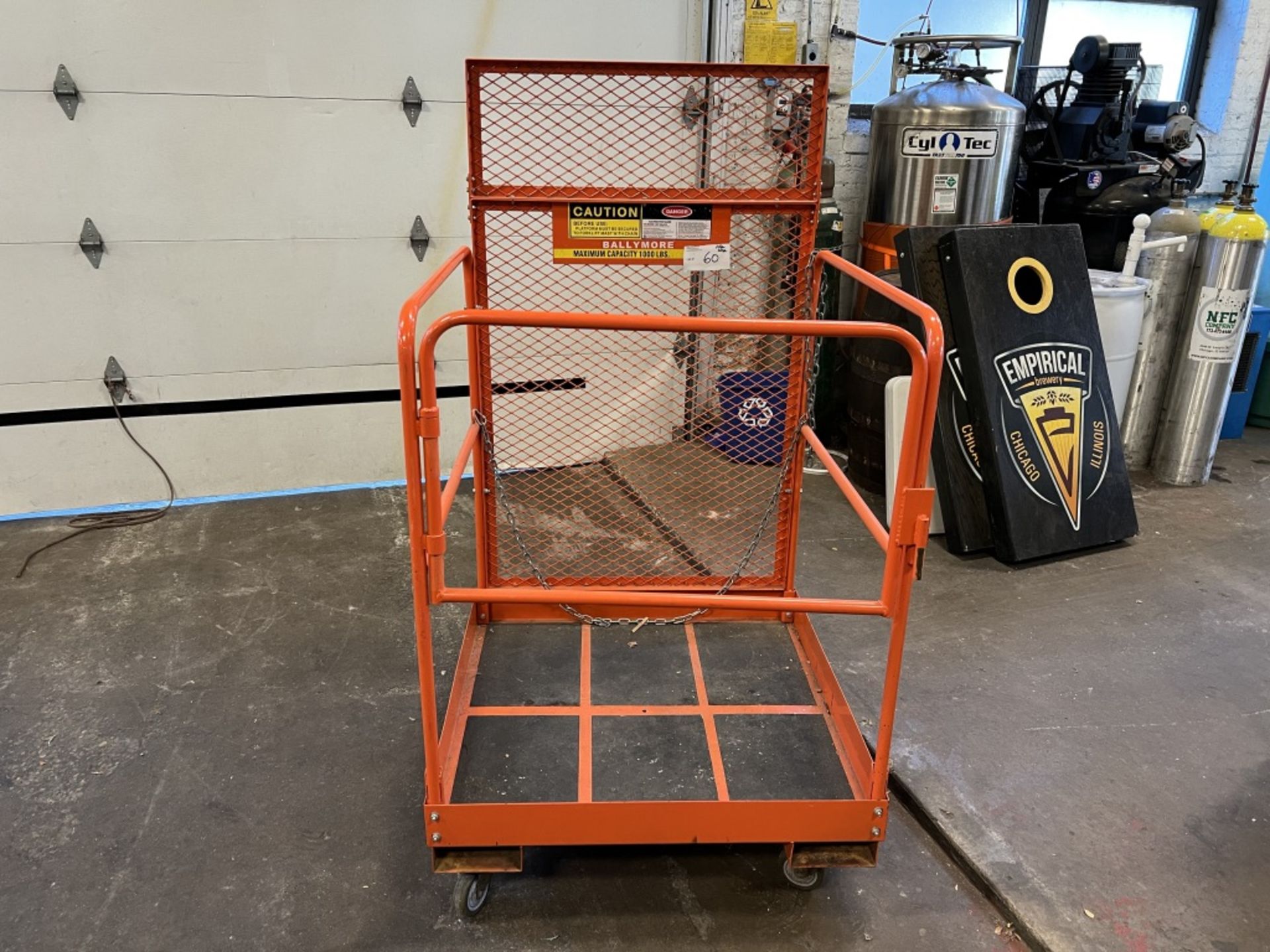 LIFT CAGE ATTACHMENT FOR FORKLIFT, MAXIMUM CAPACITY 1000 LBS