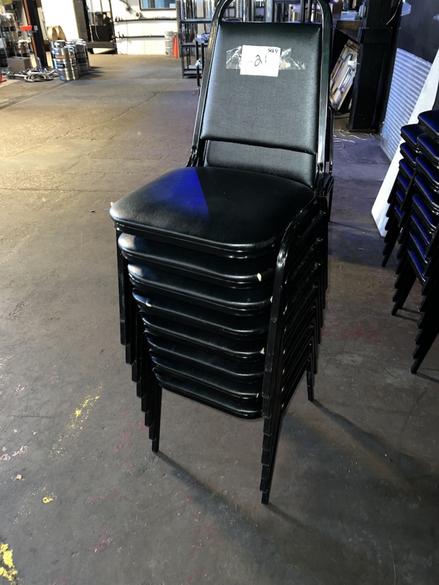 LOT OF: (8) METAL CHAIRS W/ PADDED SEATS AND BACKRESTS