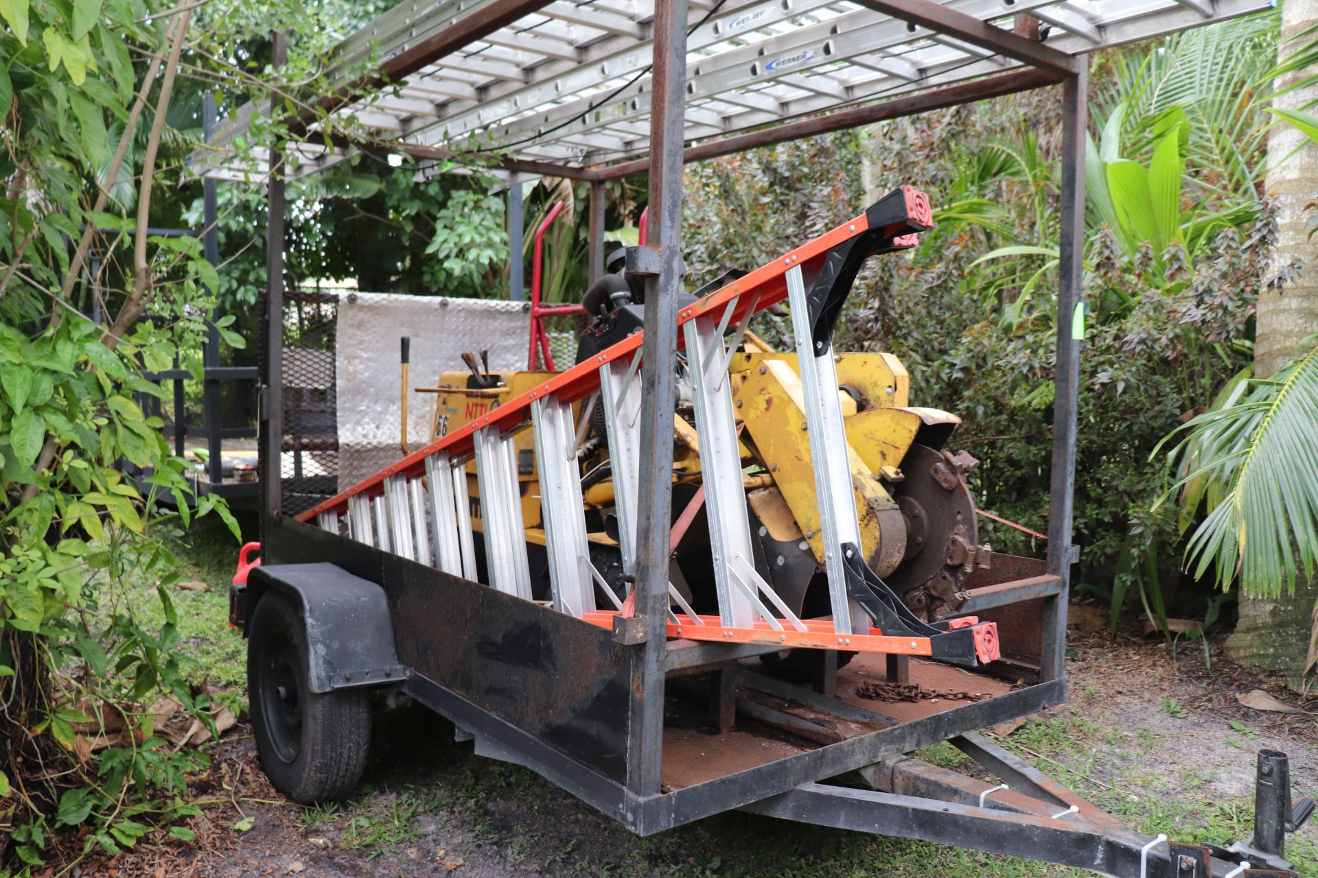 8' trailer with ramp and overhead rack 8' high