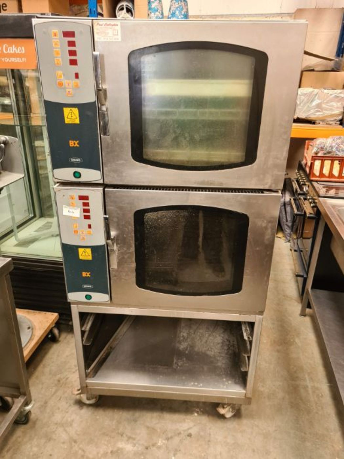 Mono BX double bakery oven, on stand with wheels.