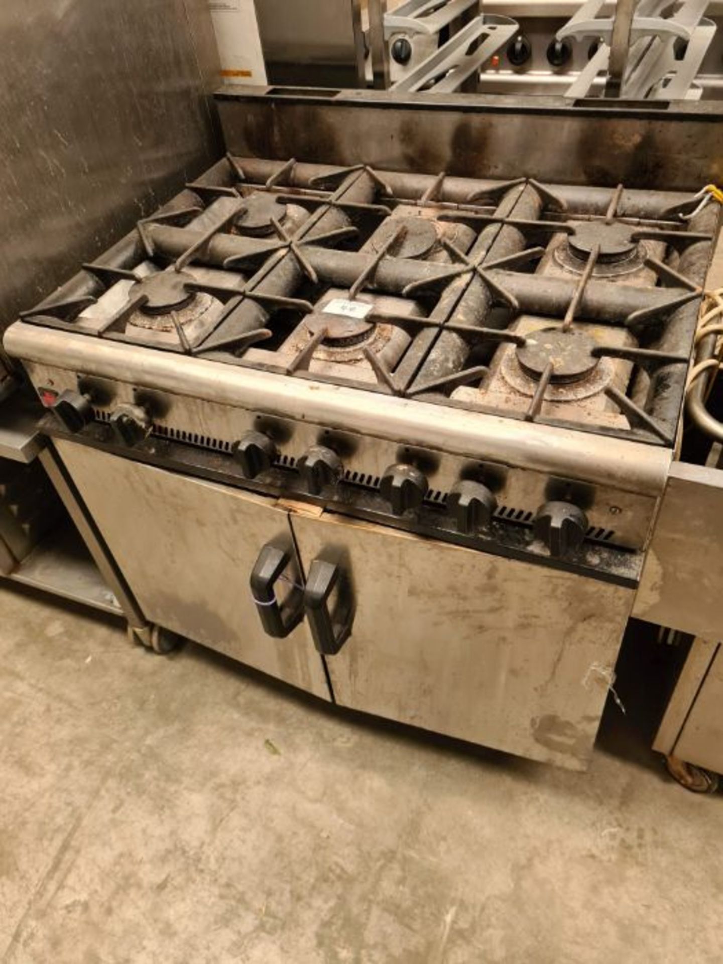 Parry 6 burner gas cooking range.