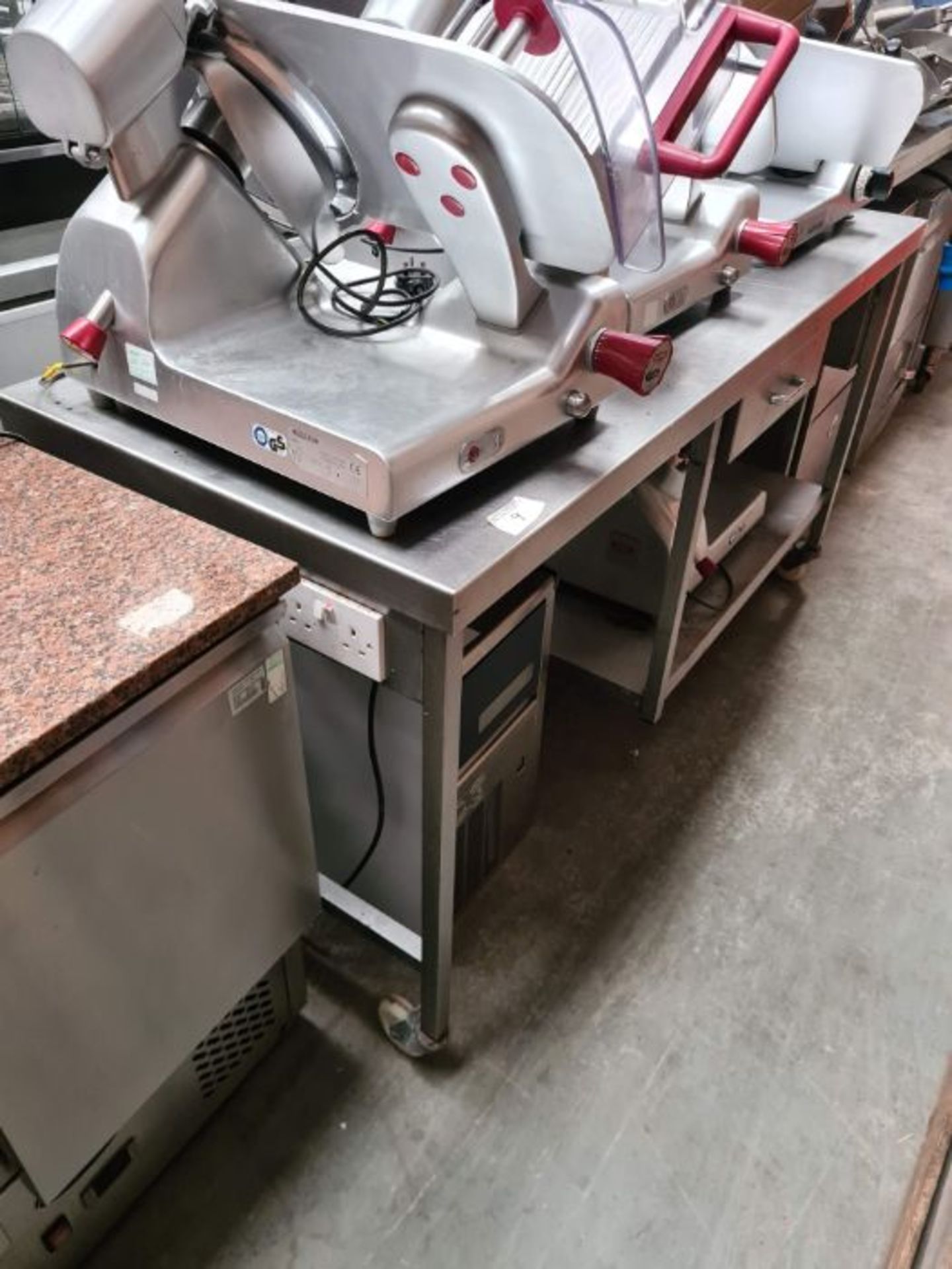 Stainless steel table on wheels