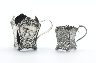 TWO HALLMARKED FOREIGN SILVER CUP HOLDERS