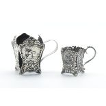 TWO HALLMARKED FOREIGN SILVER CUP HOLDERS