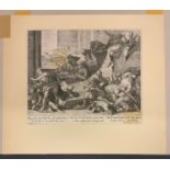 MOUNTED EARLY PRINT MARCUS SADELER / TINTORETTO MASSACRE OF THE INNOCENTS
