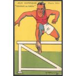 JEUX OLYMPIQUES PARIS 1924 PROMOTIONAL FRENCH OLYMPICS FOR PARIS 1924 POSTCARD HURDLES