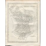 EARLY MAP OF DERBYSHIRE PUBLISHED 1794 BY I. STOCKDALE PICCADILLY