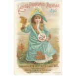 ADVERTISING LADIES PERFUMED CALENDAR 1893 FOR HOYT’S GERMAN COLOGNE