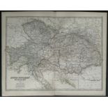 LARGE ANTIQUE MAP AUSTRO-HUNGARIAN MONARCHY BY KEITH JOHNSTON FROM THE HANDY ROYAL ATLAS (1873)