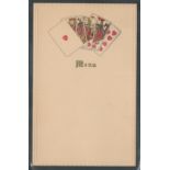 ANTIQUE UNUSED MENU CARD SHOWING PLAYING CARDS