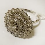 18CT WHITE GOLD & DIAMOND CLUSTER RING COMPRISING OF 49 STONES - APPROX 3 CTS - RING SIZE K
