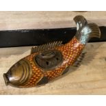 BRONZE & CLOISONNE FISH CENSER - 39 CMS (L)