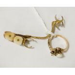 GOLD TOOTH BRIDGE WITH A GOLD OPAL RING - SIZE M