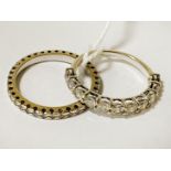 TWO 18CT GOLD DIAMOND BANDS - SIZE K & L