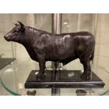 BRONZE BULL ON MARBLE BASE - 25 CMS (L)