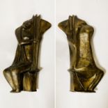 THEODOROS PAPAGIANNIS ''WOMAN WITH HARP'' BRONZE SCULPTURE - 32 X 14 CMS