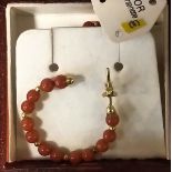 PAIR OF SPANISH GOLD CORAL EARRINGS WITH 18 CT GOLD CLASP