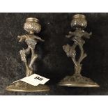 PAIR BRONZE CANDLESTICKS - APPROX. 13 CMS (H)