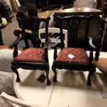 PAIR OF 19TH CENTURY CHIPPENDALE STYLE MAHOGANY MINIATURE CHAIRS