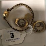 THREE 9CT GOLD LADIES WATCHES