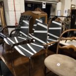 FOUR ZEBRA STYLE STACKING CHAIRS