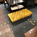 MUSTARD VELVET BUTTON FOOTSTOOL